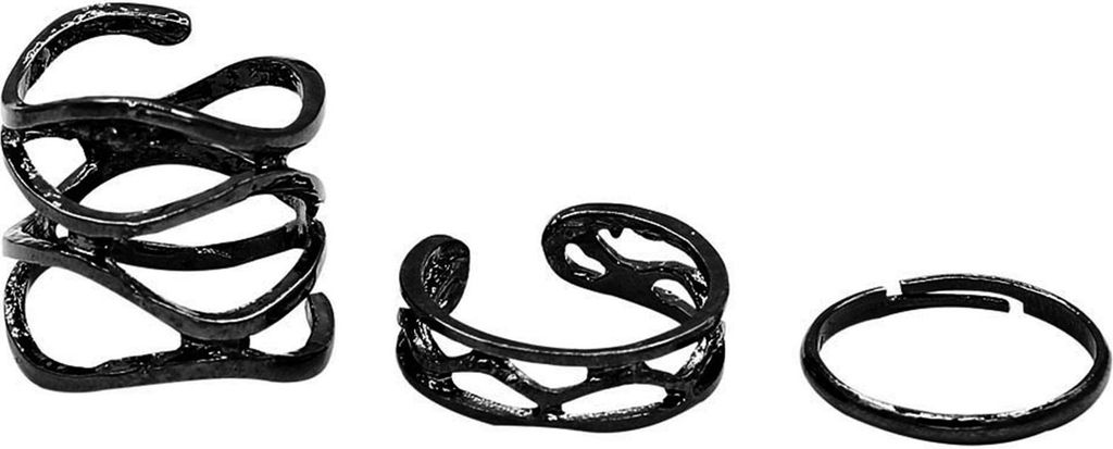 Ringe, verstellbar, zarte schwarze Vintage-Knuckle-Stapelringe für Party
