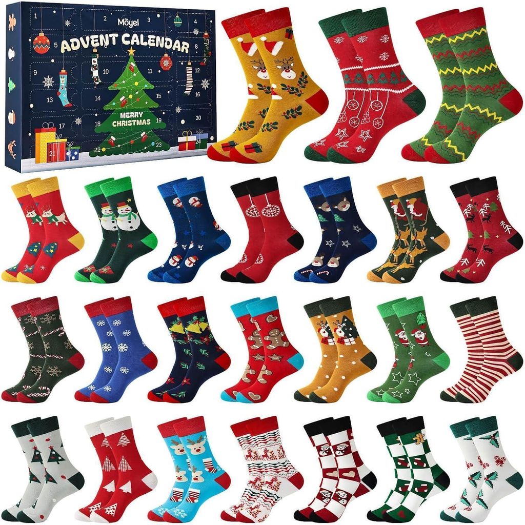 Calendrier de l'Avent pour chaussettes homme, 24 paires, Image du produit 