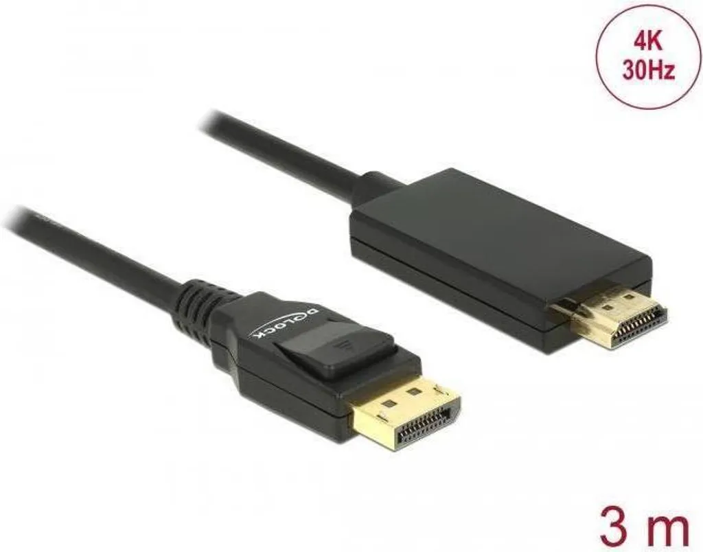Câble DisplayPort HDMI 4K Delock - Cordon Long 3m Triple Blindage