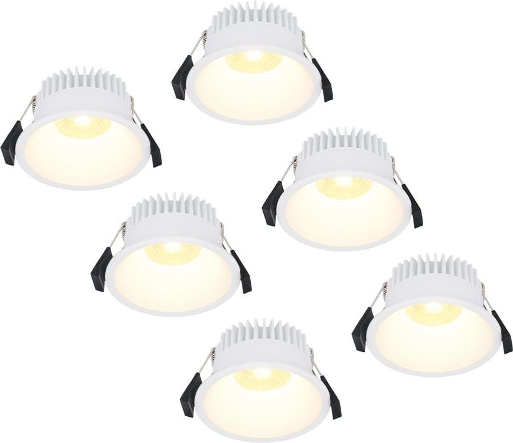 hoftronic LED Einbaustrahler 10W 900lm 2700K IP44 Weiß 6er Set