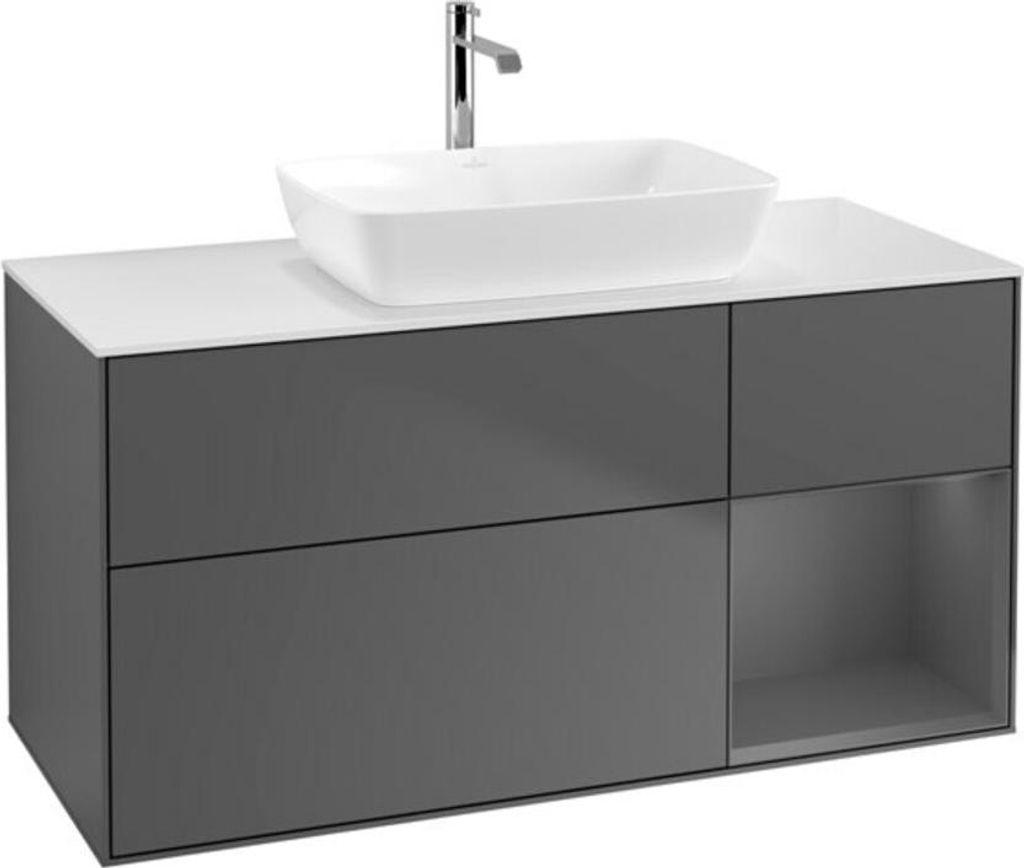 V&B Waschtischunterschrank Finion 120cm, Pl w m, Rg A m Lac, Anthrac. m