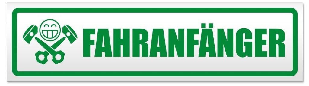 Kiwistar - Autoaufkleber - Grün - 60 x 16 cm - Fahranfänger Kolbenschädel - Hinweis Aufkleber Sticker für Auto, Kfz, Fahrrad, PKW, LKW