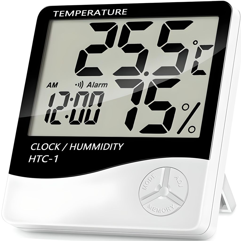 Thermomètre hygromètre numérique avec horloge, pour Image du produit 