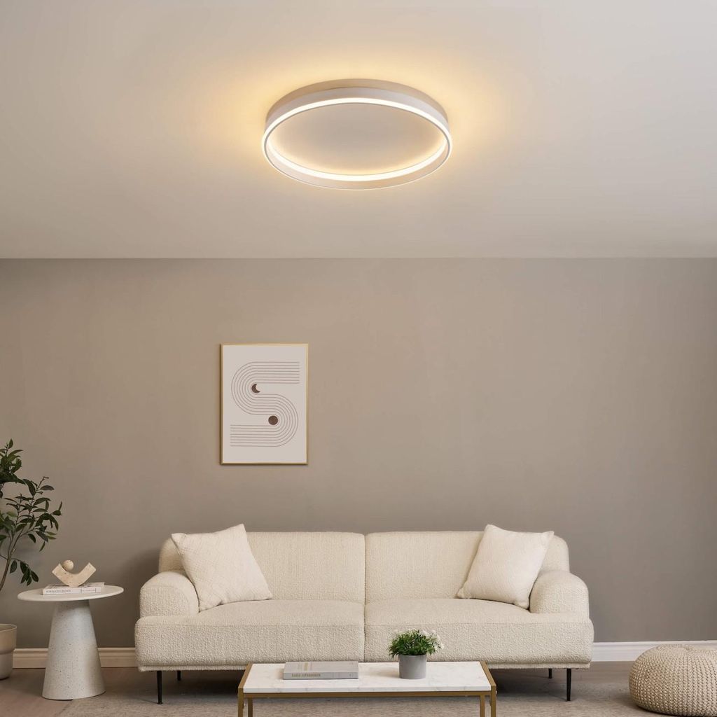 Runde minimalistische LED-Deckenleuchte dimmbar weiß 60 cm - Soléane