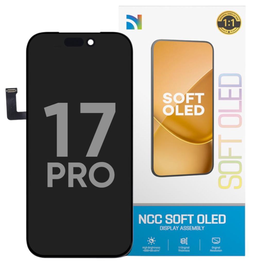 Kompatible NCC Soft OLED 120Hz Display Touchscreen Bildschirm Schwarz für Apple iPhone 17 Pro A3523, A3256 & Werkzeug