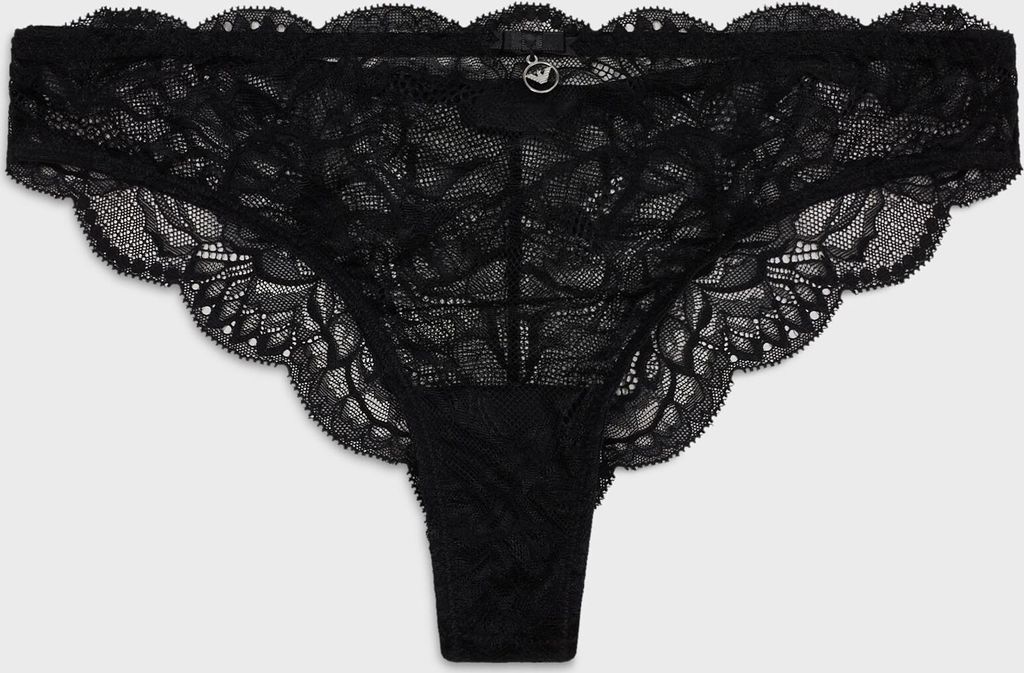 EMPORIO ARMANI Damen Brazilian Brief Virtual Lace Slips S M L XL, Farbe:Schwarz, Wäschegröße:L, Artikel:-00020 black