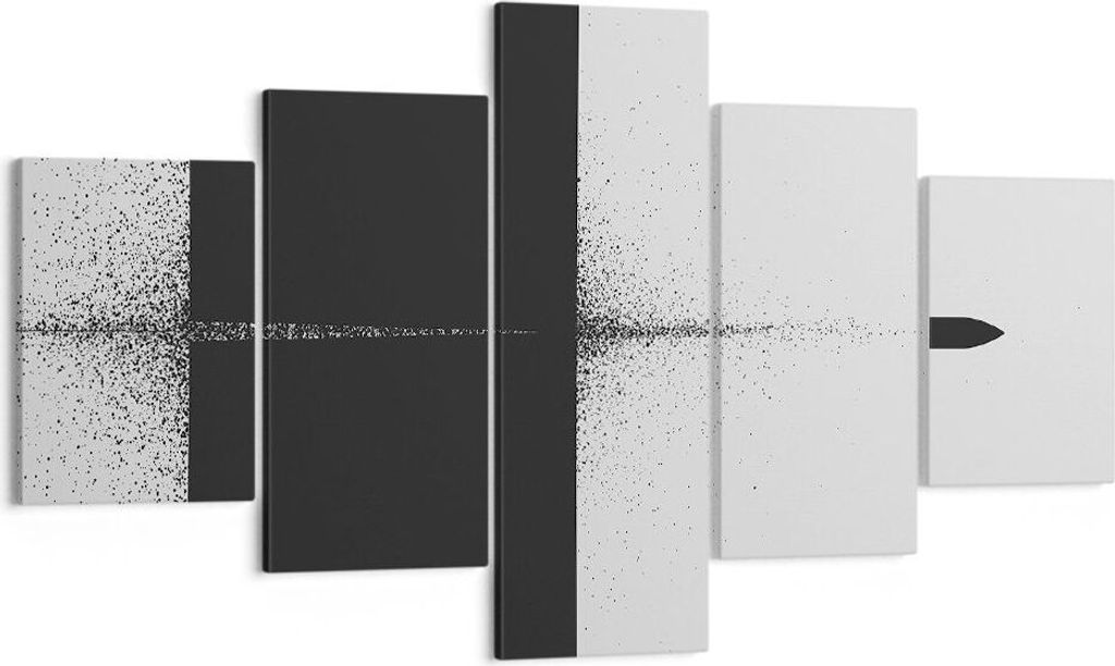 Bild auf Leinwand - Leinwandbild - 5 Teile - Kugel Schwarzweiß Modern - 125x70cm - Wand Bild - Wanddeko - Wandbilder - Leinwanddruck - Bilder - Wa...