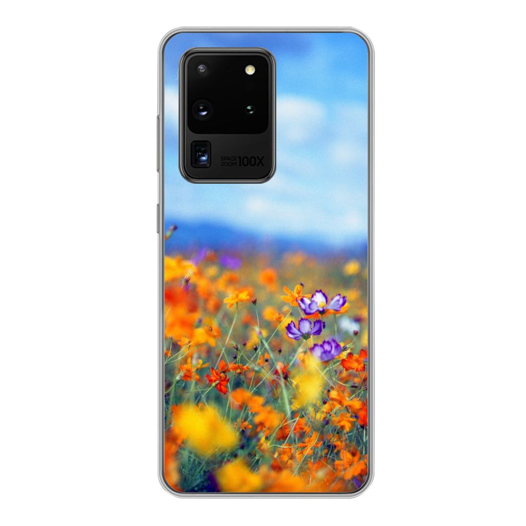MuchoWow Handyhülle Schutzhülle Hülle für Samsung Galaxy S20 Ultra Kosmos - Farben - Frühling Silikon Softcase Handy Hülle - Karteninhaber