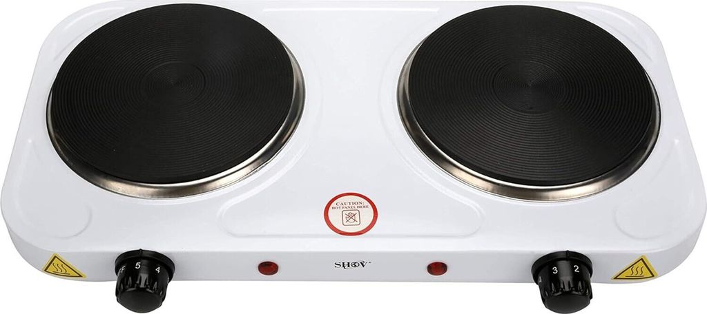 SHOV Doppel-Kochplatte 2500W – Elektroherd mobil Camping Küche 2 Kochfelder