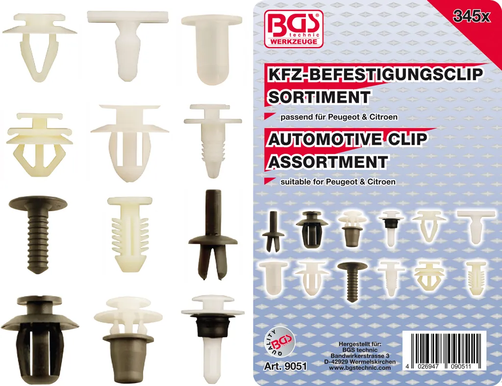 Agrafes de fixation Peugeot Citroën BGS 345pcs : finissez les vibrations