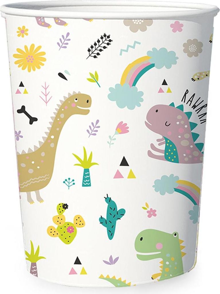 Dinosaurier-Pappbecher, 220 ml, 6 Stk.