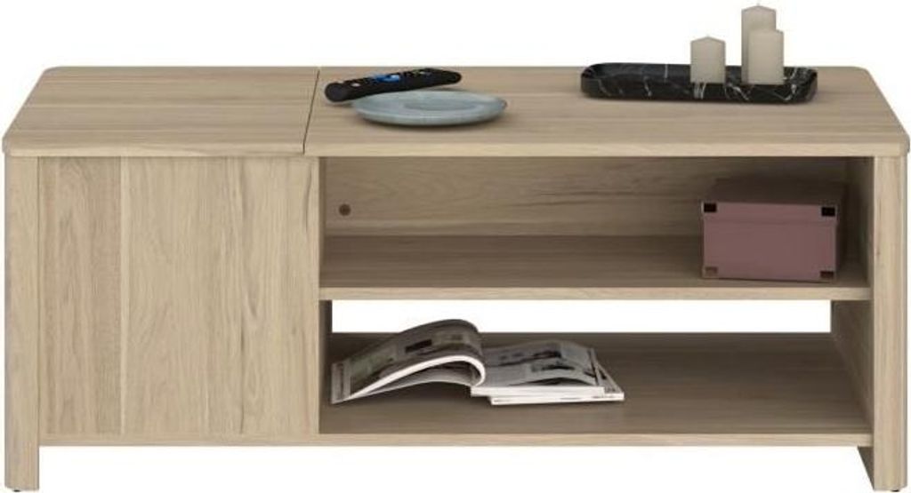 Couchtisch Betty, Rechteckig, Eiche Nachbildung, 110 x 42 x 60 cm, Spanplatte, Mit Stauraum