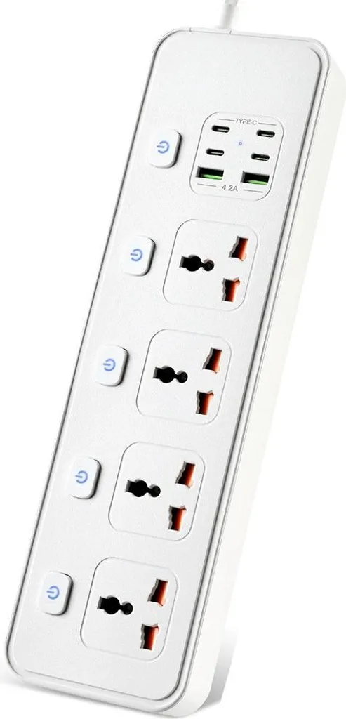 INF Multiprise Universelle Charge Rapide PD30W 4 Interrupteurs Blanc - 3