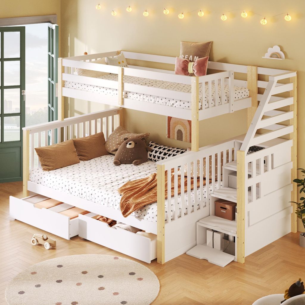 Flieks Etagenbett 90x200cm / 140x200cm mit 2 Schubladen, Produktbild 