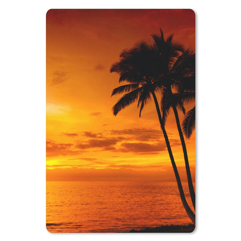 MuchoWow Mauspad Mousepad Palme - Sonnenuntergang - Tropisch - Orange - Meer 18x27 cm - Mousepads - Maus Mat - Pad - Mausunterlage