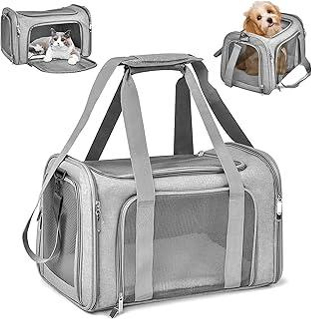 45x30x30 cm Katzentransporttasche Haustiertasche, Katzen Tragetasche Faltbar und Atmungsaktiv, 7kg Transportbox Katze, Transportbox Hund für Mitte...