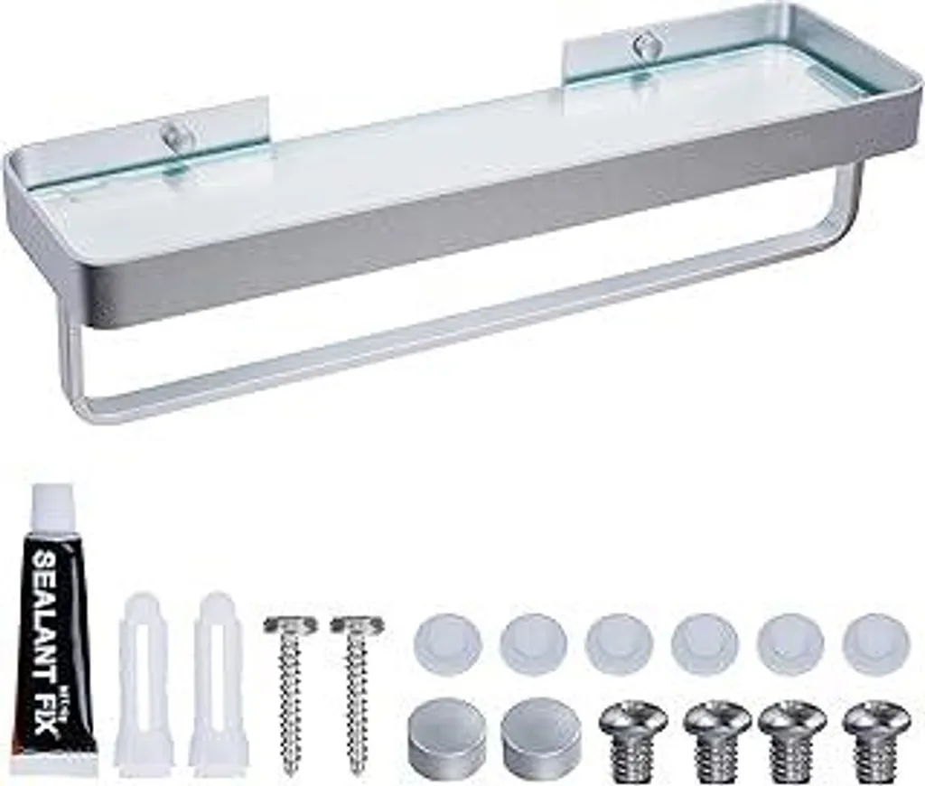 Organizer Bagno Vetro 40cm BELLE VOUS con Asta - No Trapano