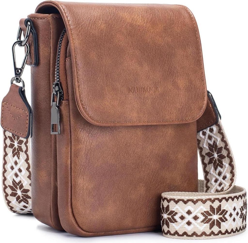 MUIIKOLA Handytasche Umhängetasche RFID Damen Leder Z-brown Produktbild 