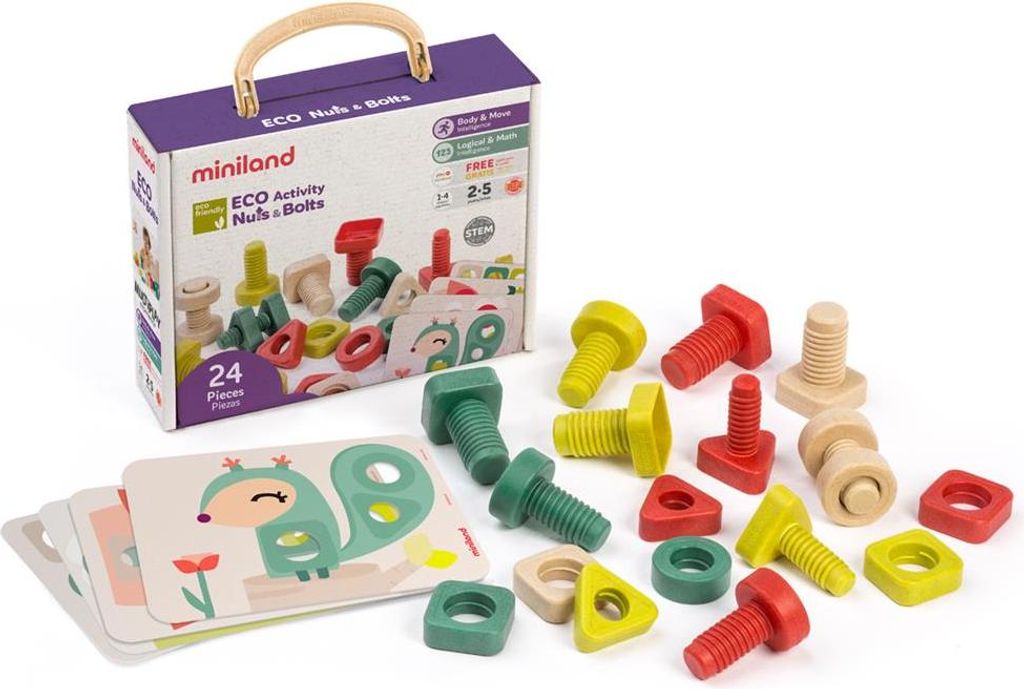 Miniland Schrauben und Muttern Set 28-teilig ECO Material
