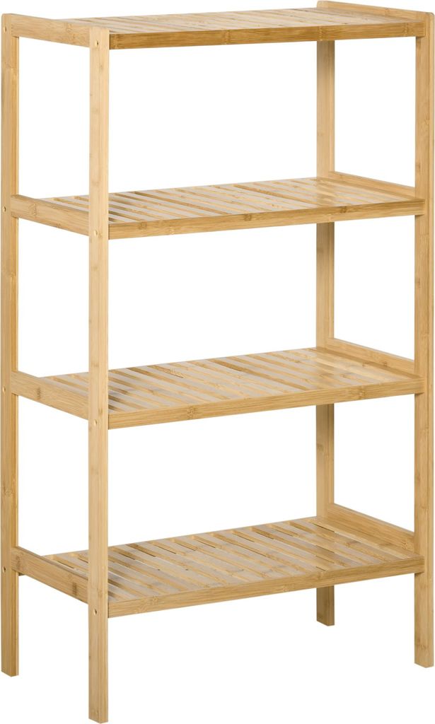 HOMCOM Standregal Bücherregal 4-stufiges Büroregal Bambusregal Lagerregal Natur