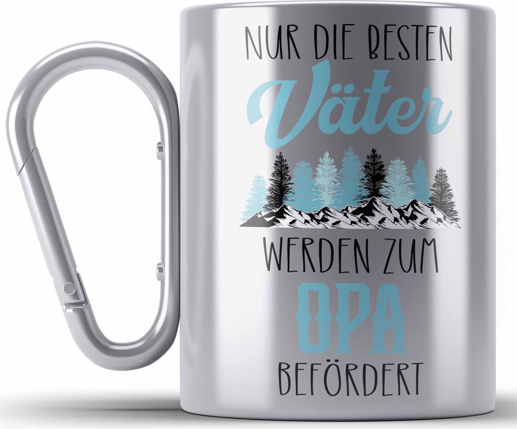 Trendation - Du Wirst Opa 2023 Edelstahl Tasse Karabiner Geschenk Schwangerschaft Verkünden Überraschung Geschenkidee Schwangerschaftsverkündung...