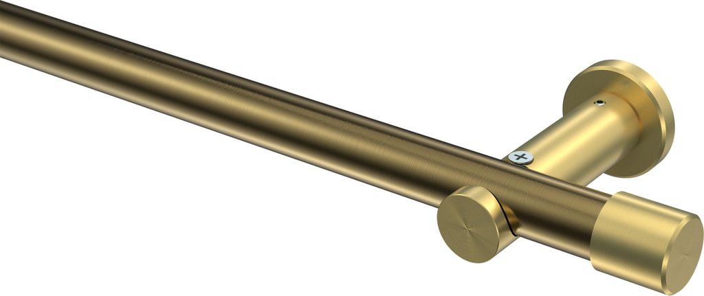 Interdeco Gardinenstange / Vorhangstange Messing Antik / Messing-Optik, Typ Platon Santo (Kappe) ohne Ringe, 20 mm Ø 1-läufig, 520 cm