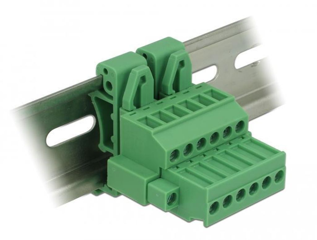 DELOCK Terminalblock Set f. Hutschiene 6Pin m. Schraubverr.
