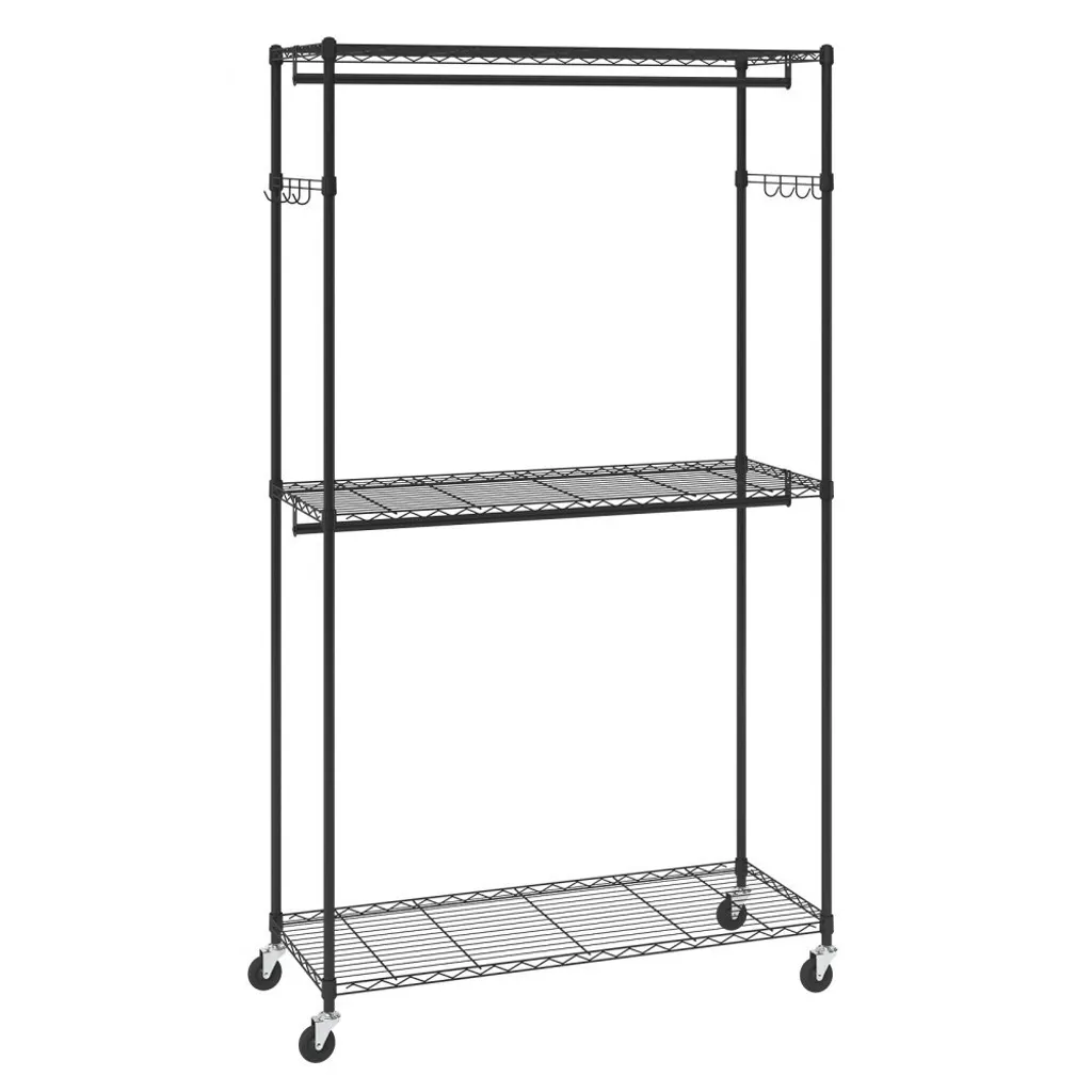 Penderie mobile à 3 niveaux en acier - Portant à vêtements hauteur 204 cm