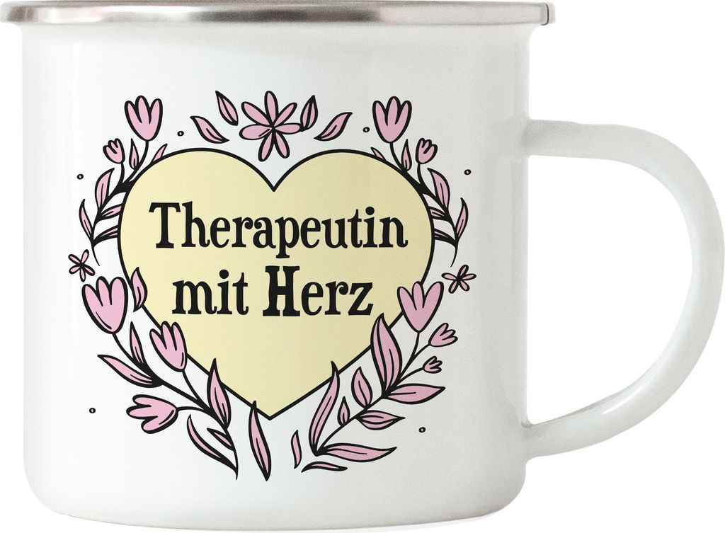 Therapeutin mit Herz Emaille Tasse Geschenkidee Zum Danke Sagen Beste Therapeutin