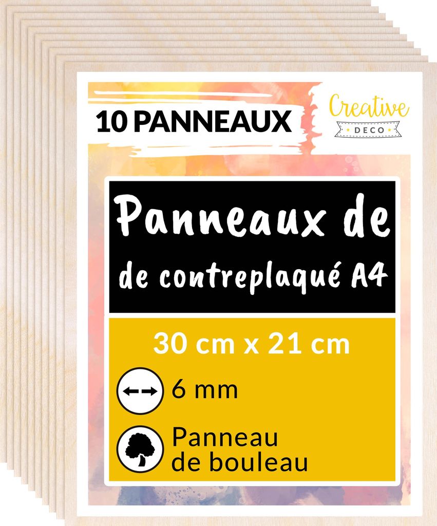 Creative Deco 10 x A4 Contreplaqué 300 x 210 x 6mm Image du produit 