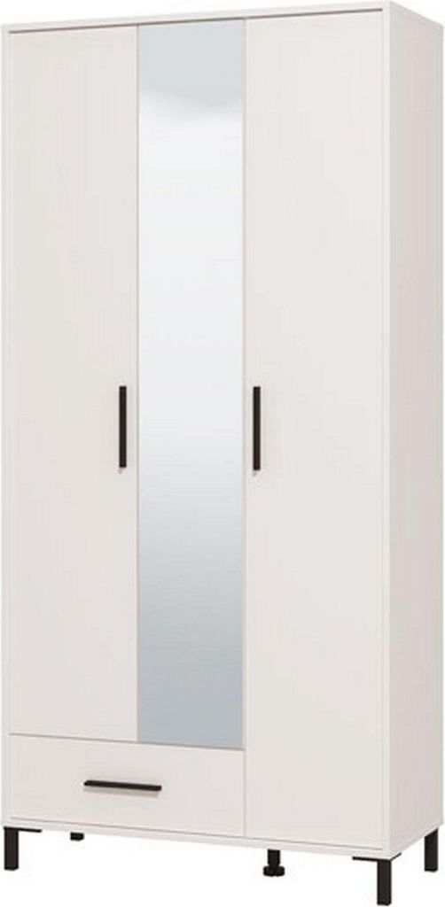Dmora Großer Kleiderschrank Cimitile 93x193h cm Weiß Matt, 6 Regalböden und eine Schublade