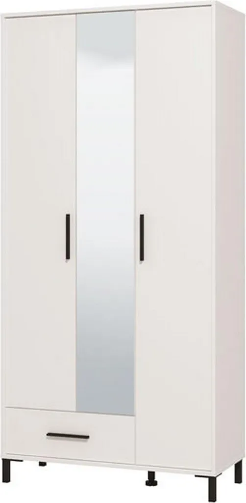 Cimitile Grande Armoire 93x193h cm Blanc Mat avec 6 Étagères Spacieuses