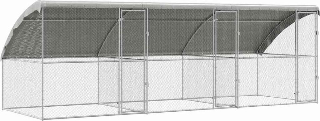 vidaXL Cage à poules, 3 pièces, argent, 600 x 200 x 200 cm, Image du produit 