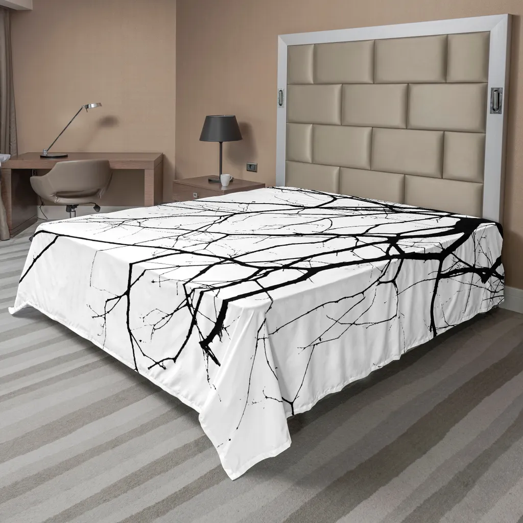 ABAKUHAUS Lenzuolo Sopra Matrimoniale 266x260 Microfibra Bianco Nero