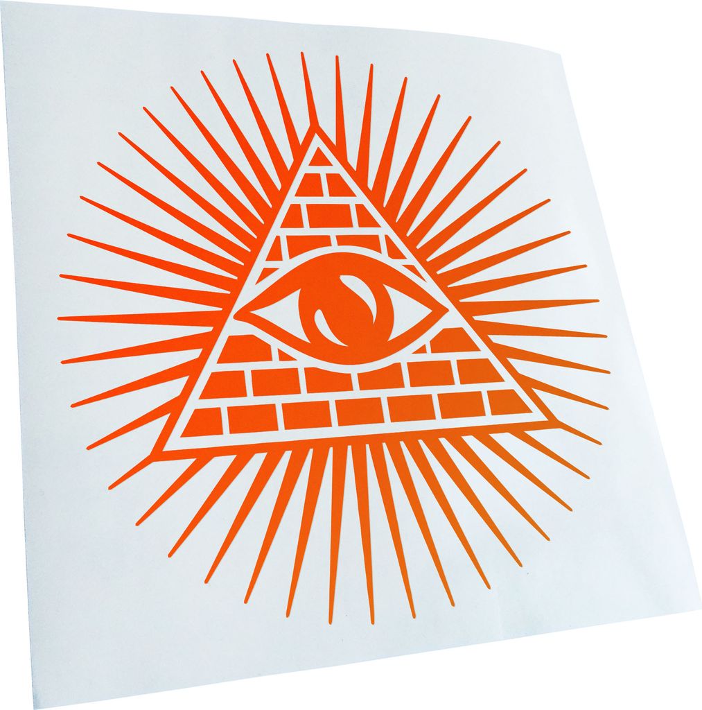 Kiwistar - Autoaufkleber - Auge der Vorsehung II - Neonorange - 50x50cm - Aufkleber für Auto, Laptop, Fahrrad, LKW, Motorrad mehrfarbig JDM Decal ...