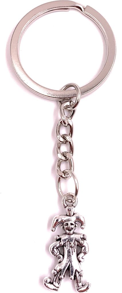 Onwomania Schlüsselanhänger Hofnarr Clown Lustiger Vogel Silber Metall Anhänger Charm