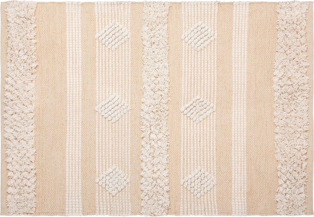 Dekoteppich beige Cot Sand, Baumwolle, Boho, 60 x 90 cm