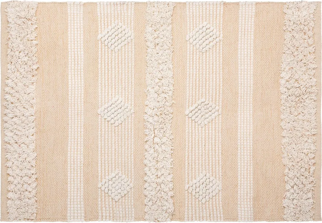 Descente de Lit Beige en Coton 60x90cm - Petit Tapis Boho Chic