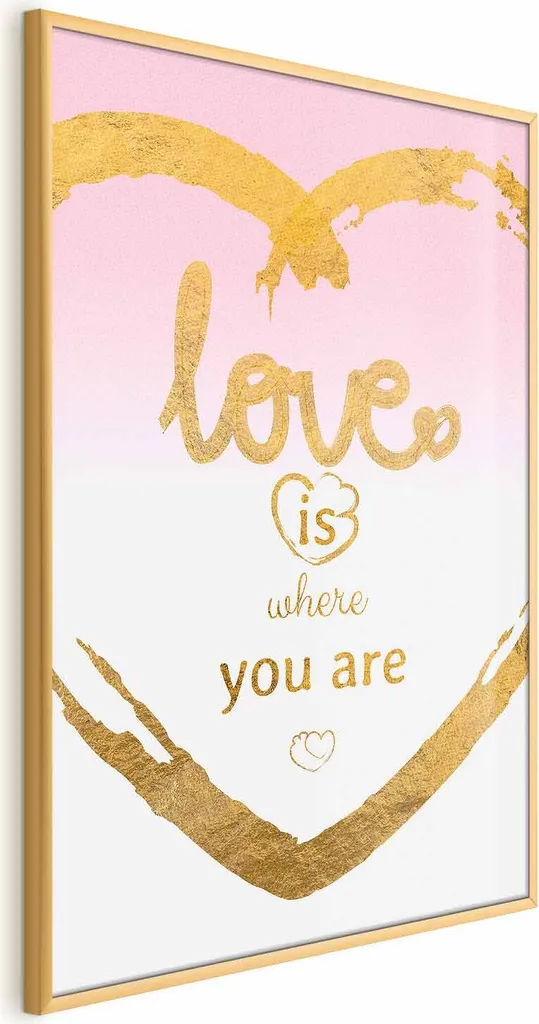 Poster Love Is 60x90 Offerta - Cornice Dorata Completa Senza Bordo
