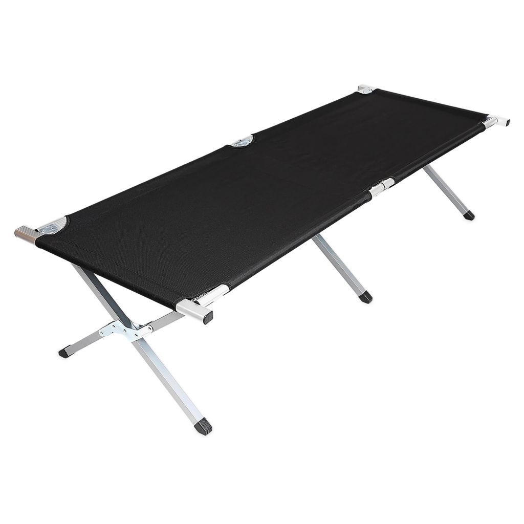 XXL Campingbett klappbar mit Tragetasche 190 x 64 cm - schwarz - Feldbett mit Belastbarkeit bis 100 kg - Reisebett Klappbett Gästebett Liege für ...