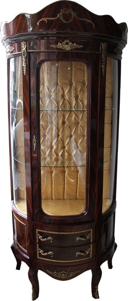 Casa Padrino Barock Vitrine Model Mahagonibraun - 80 cm x 50 cm x H 188 cm x Vitrinenschrank - Wohnzimmerschrank