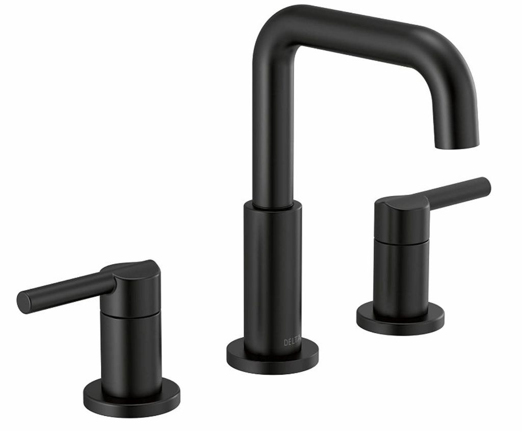 Delta Faucet Nicoli Widespread Bathroom Faucet 3 Hole, Matte Black Bathroom Faucet, Bathroom Sink Faucet, Drain Assembly, Matte Black 35849LF-BL