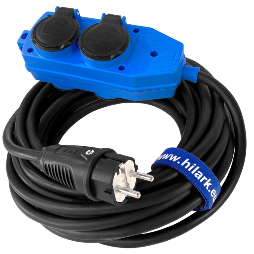 Rallonge en caoutchouc H07RN-F 3x2,5 répartiteur bleu 2m Image du produit 
