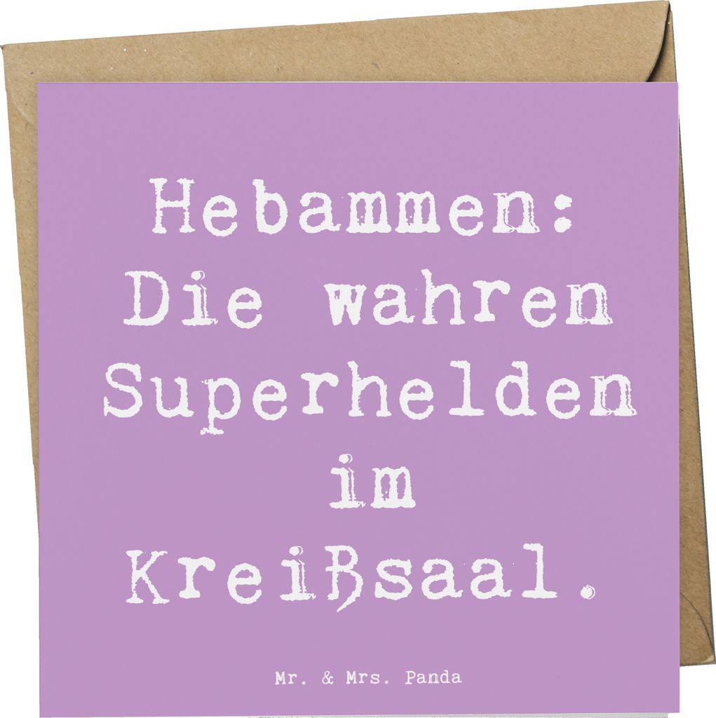 Mr. & Mrs. Panda Klappkarte Spruch Hebamme Superhelden - Lavendeltraum - Geschenk, Schwangerschaft, Beruf, Grußkarte, Hebammenarbeit, anlasskarte,...