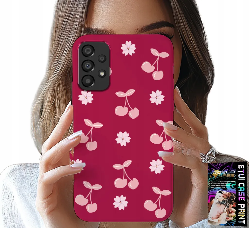 Custodia Per Samsung Galaxy A33 5G - Ciliegie, Ciliegie Su Sfondo Maroon + Lamina