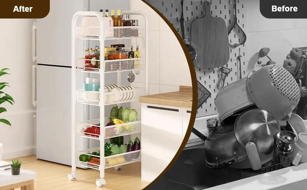 Étagère de cuisine à 5 niveaux extensible en acier blanc modèle Modulo - 7