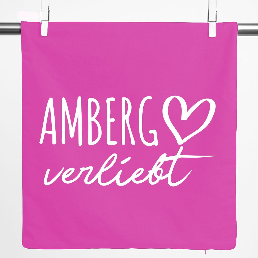 Huuraa Kissenbezug Amberg verliebt 40x40cm Fuchsia Baumwolle Dekokissenbezug Geschenkidee