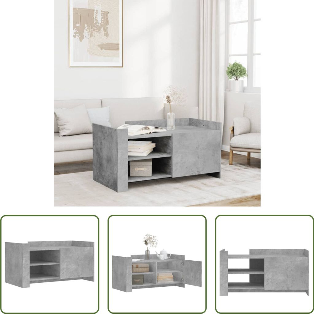 The Living Store Couchtisch Betongrau 100x50x50 cm Holzwerkstoff