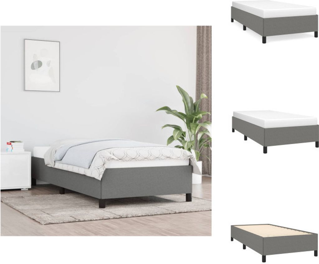 vidaXL Bettgestell Dunkelgrau 90x200 cm Stoff - Betten & Bettgestelle