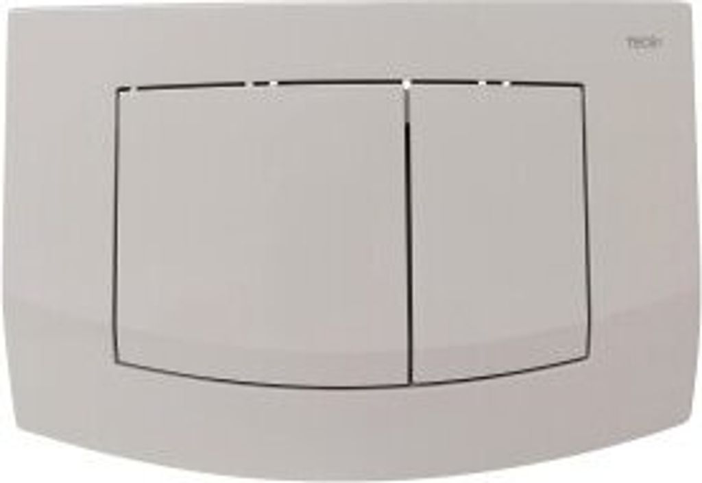 A white dual-flush toilet actuator plate with the brand name 'TECE' visible in the top right corner.